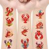 54pcs Temporary Tattoo Baker Lobster Waterproof Long-Lasting Body Stickers Magnifying Glass Lobster Lobster With Lime Cartoon