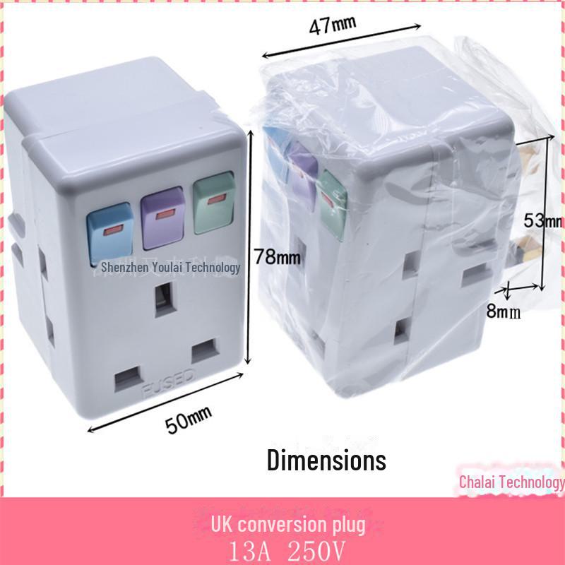 British Plug Converter with Independent Switch for Hong Kong/Singapore