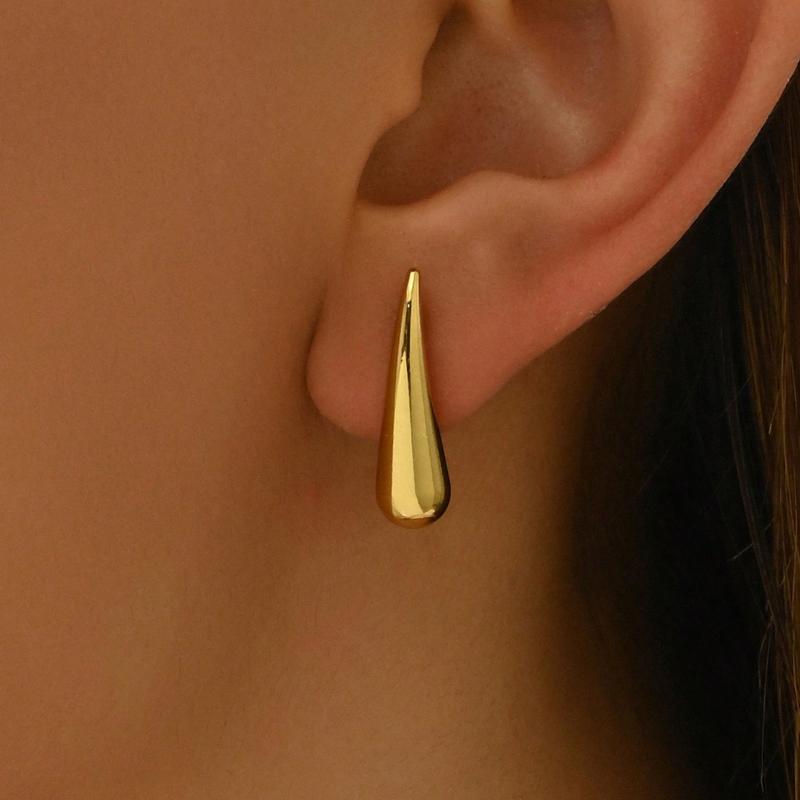 1 Paar Modische Lange Kommaförmige Edelstahl-Ohrringe Für Damen, Schlichter Und Vielseitiger Hip-Hop-Personalisierter Stil Zum Feiern von Feiertagen