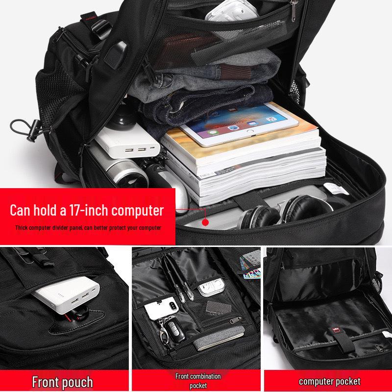 Men's Extra Large Expandable Travel Backpack with Multi-Compartment Storage