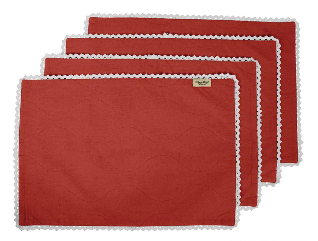 Vargottam Schwarze Heimdeko Baumwolle Flex Wendestoff Weiße Spitze Platzsets Tisch Essmatten-Set von