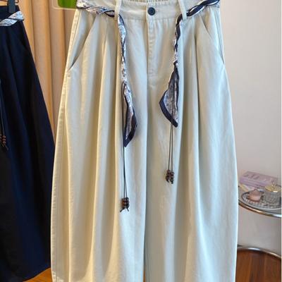 Modne spodnie codzienne z wysokim stanem w jednolitym kolorze dla kobiet na jesień i zimę, wszechstronne, młodzieżowe i eleganckie spodnie z szerokimi nogawkami