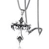 Stainless Steel Necklace Flame Vintage Cross Titanium Steel Cast Men's Pendant Necklace Accessories
