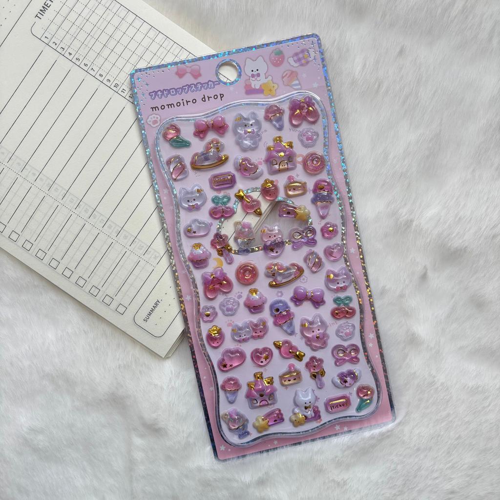 1pcsStyle Latest Animation Design 3D Drop Relief Decals Scrapbooking DIY Journaling Stationery Diary Decor School Adorable Decals