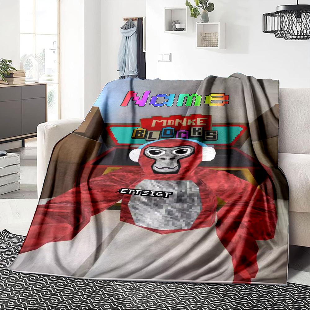 Custom Name Gorilla Party Celebration Party Blanket For Couch Bed Plush Cozy Fuzzy Blanket Super Soft Warm Blankets For Fall And Winter 091696