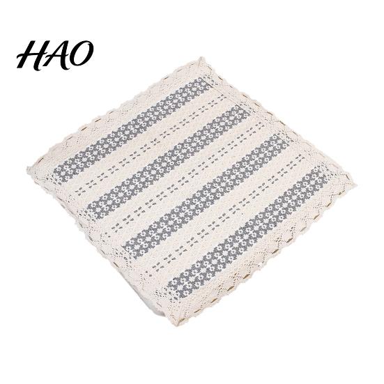 Retro Lace Chair Mat Cotton Linen Pad with Ties, Square Summer Seat Solid Wood Trim, 15.75" X Breathable Washable for Dining Office