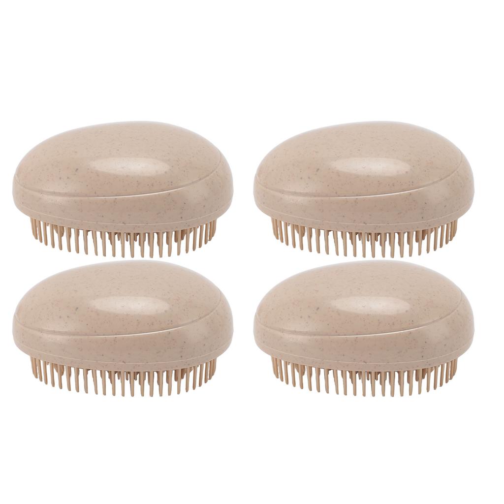 4Pcs Detangling Hairbrush Wheat Straw Soft Teeth Round Handle Dry Wet Scalp Massaging Hair Comb