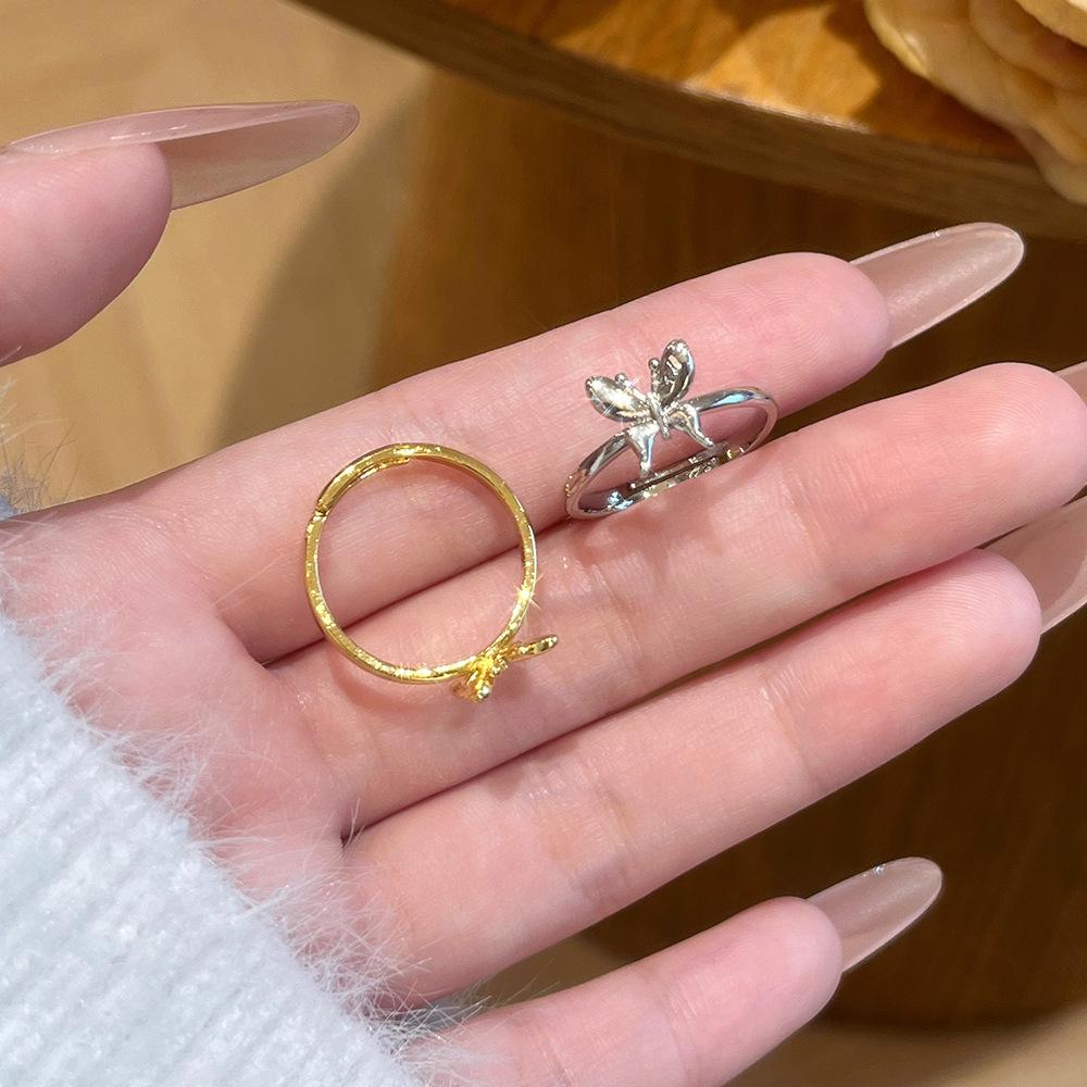 Elegant Light-Sensitive Butterfly Ring for Women - Adjustable, Simple, and Fashionable Accessory