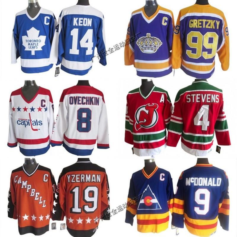 Mens NHL Retro Hockey Jersey Maple Leafs Kings Avalanche All-Star Embroidered Cotton Blend Sportswear