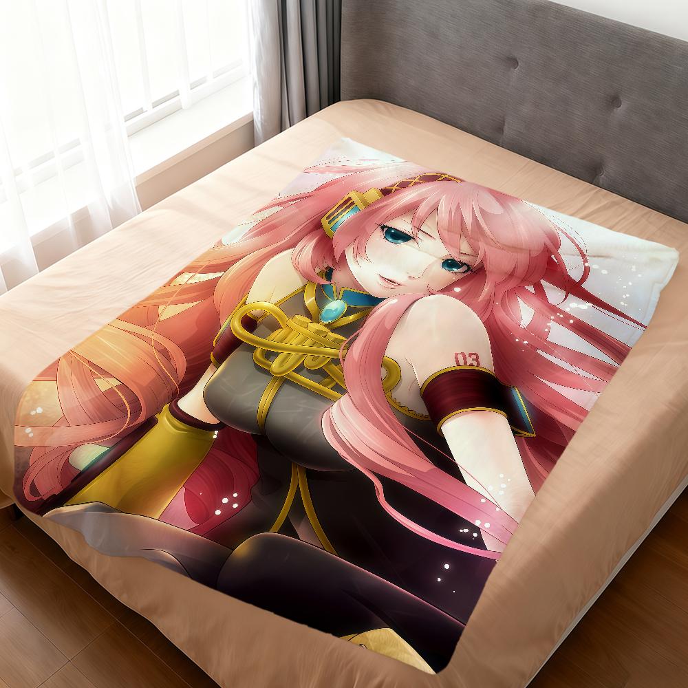 Anime Girl Cute Virtual Singer m-Megurine L-Luka Soft Warm Plush Blanket Dormitory Sofa Living Room Hogar Bedroom Gift Nap Home