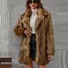 Women's Mid-Length Faux Raccoon Fur Coat Lapel Warm Winter Jacket Casual Streetwear