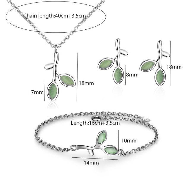 

ANENJERY ожерелье с опаловым листом и бутоном + серьги + браслет для женщин, наборы ювелирных украшений, подарок