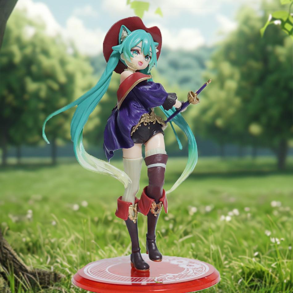 Figurka Anime Hatsune Miku 'Kot w Butach' Kraina Czarów Biurko Biurko Pluszowa Lalka Uroczy Model Dziewczyny Zabawka Prezent