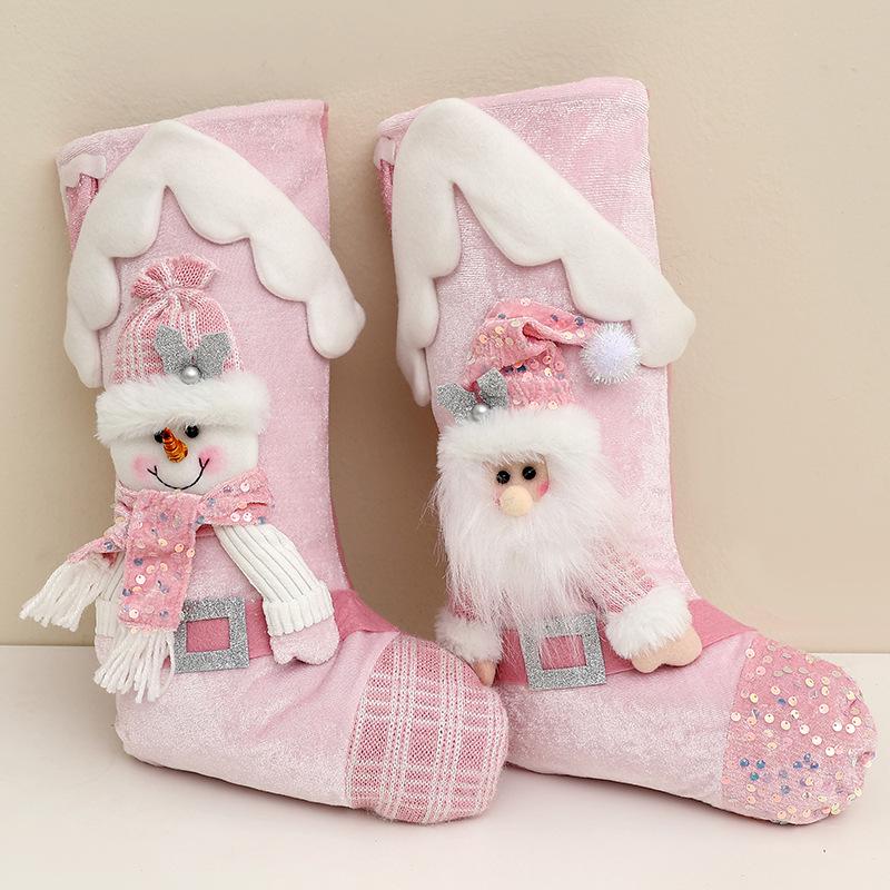 Pink Sequin Cross-Border Christmas Stocking for Kids' Gifts