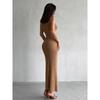 Elegant Sleeveless Knit Midi Dress with High Neck – Spring/Summer Collection