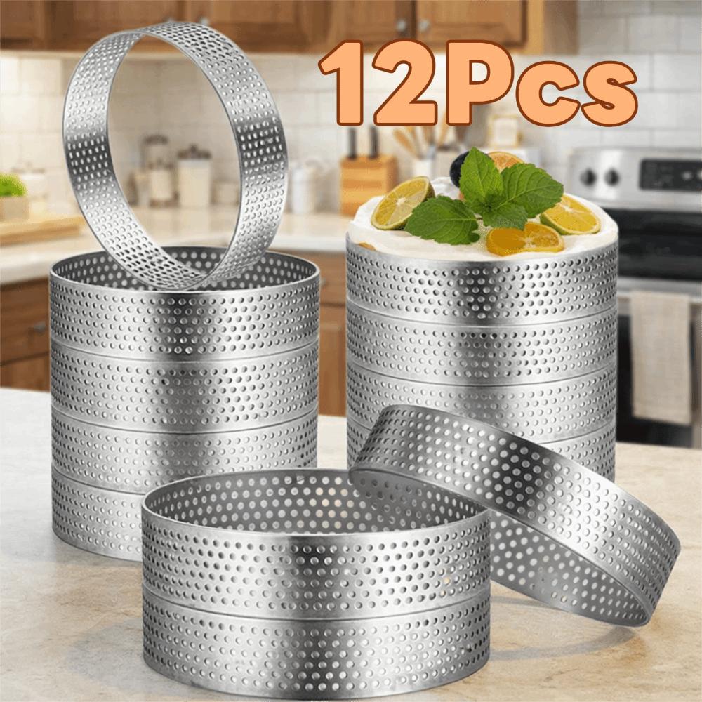 12 Piece 8 CM Mousse Cake Ring Nonstick French Dessert Mold Multi-functional Pastry Mold  Pie