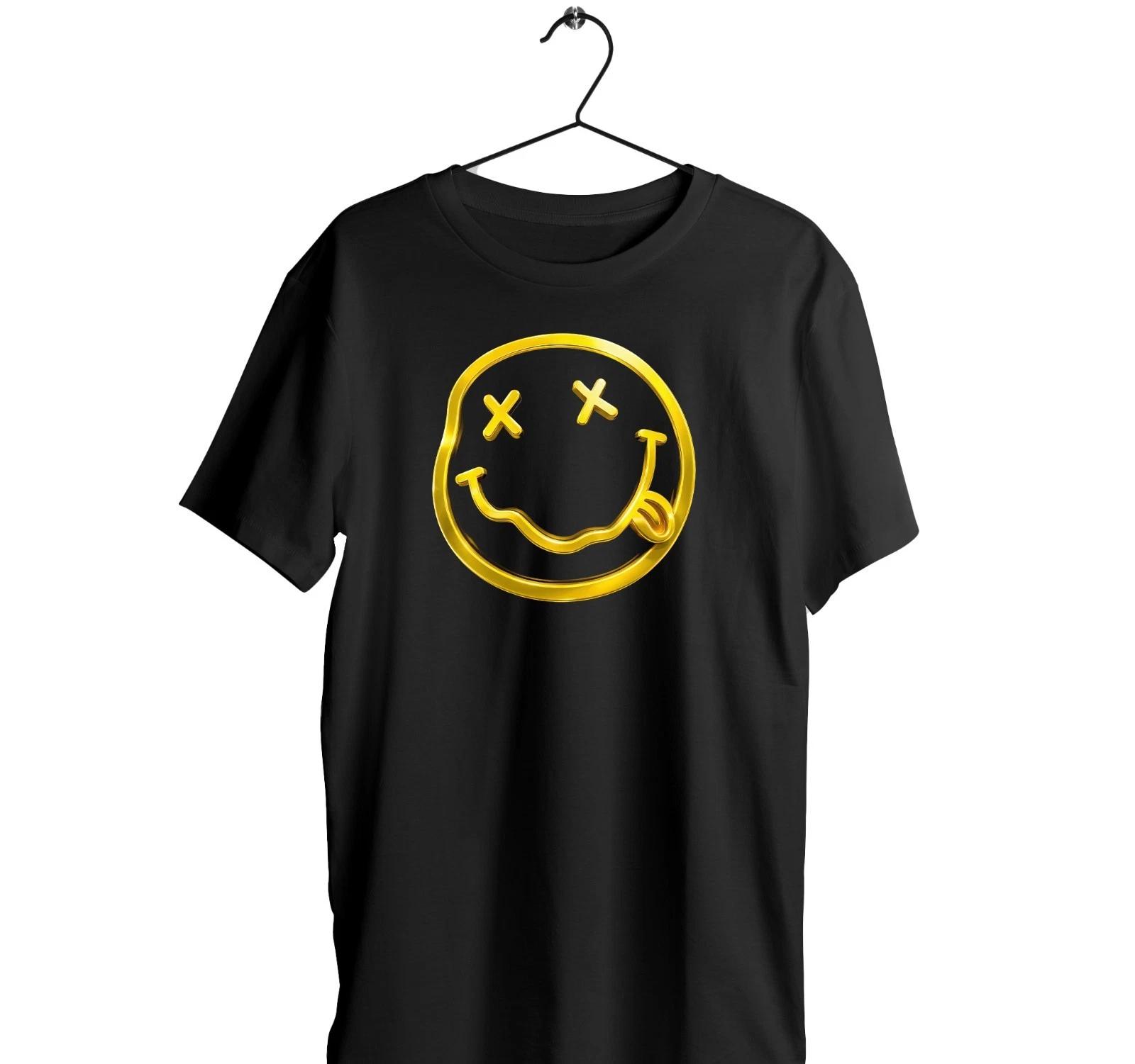 Nirvana Logo Black T-Shirt - light Polyester Grunge Alternative Rock Punk tee M