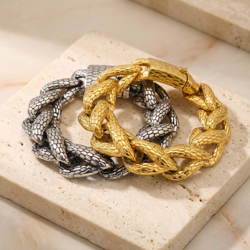 Men's Bracelets 18MM Width Snake Link Cuban Chain Bracelet for Man Punk Rock 316L Stainless Steel Jewelry Male Birthday Gifts