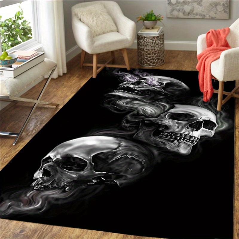 Black Skull Square Carpet Home Bedroom Living Room Decoration Carpet -1pc