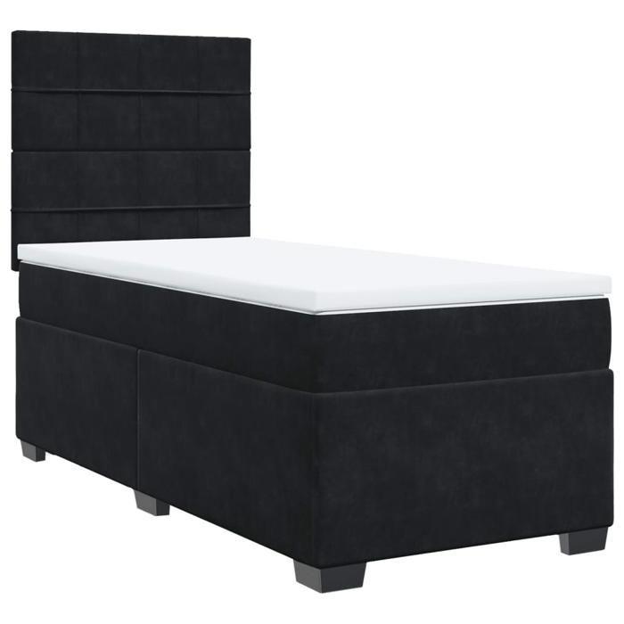 Maison Exclusive - Sommier à lattes de lit avec matelas Noir 90x200 cm Velours