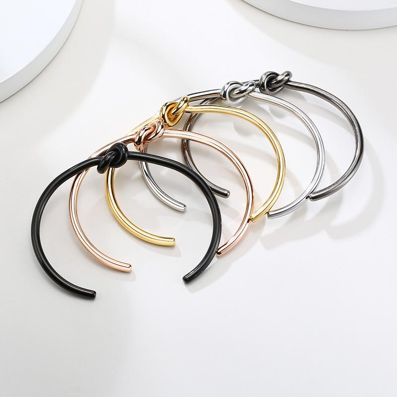 Gold Color Knot Bracelet for Women, Tie The Knoted Cuff Bangle Stainless Steel, Charm Bridesmaid Wedding Jewelry