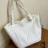 Fashion Canvas Polka Dot Tote Bag Versatile Portable Handbag Large Capacity Shoulder Bag Women