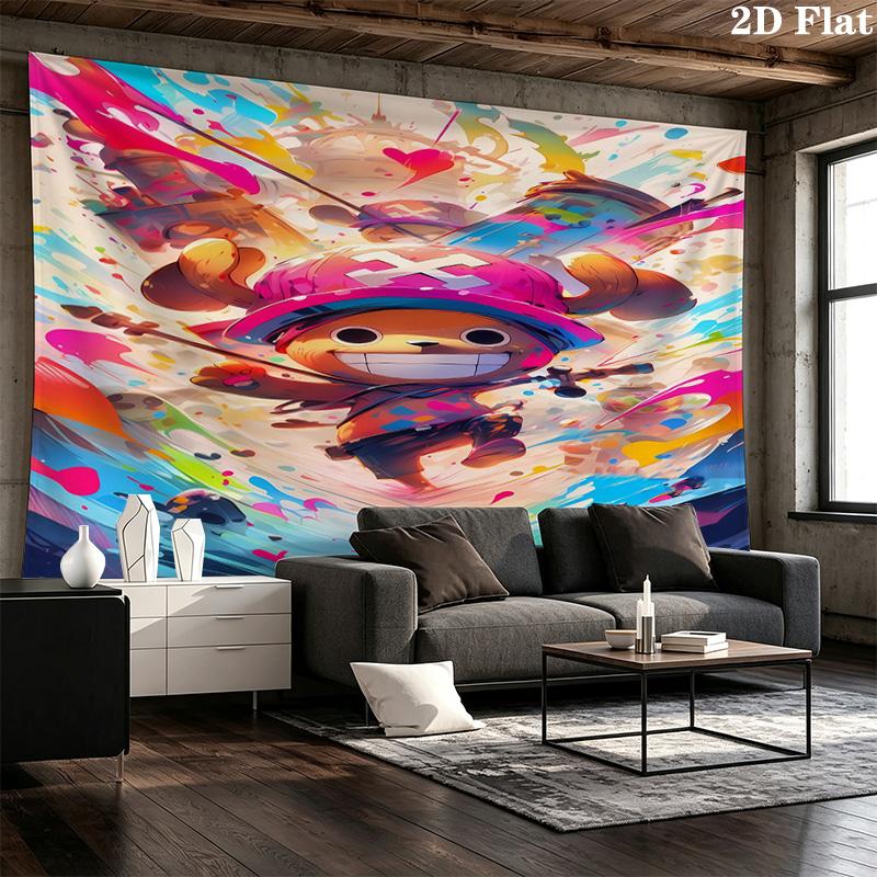 One Piece Tony Tony Chopper Wall Tapestry Aesthetic Wall Hanging Printed Fabric Blanket Decorative Tapestries for Bedroom Living Room Home Decor