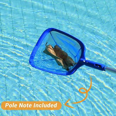 Rede de limpeza de piscina, malha fina profunda, estrutura de plástico sólido, poste removível, grande capacidade, resistente, folhas, detritos finos, rede de limpeza de piscina, acessórios para piscina