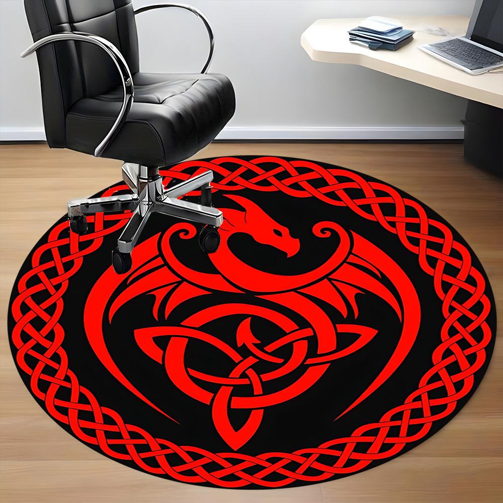 1pc Celtic Dragon Office Round Area Rug, Under Office Chairs Bedroom Living Room Home Decor, Room Deco, Available in Various Sizes