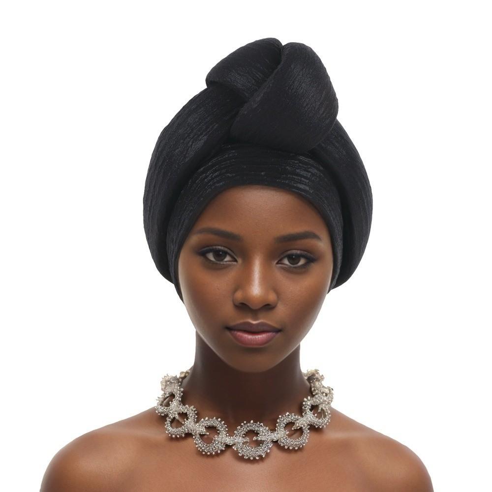 Polyester African Gele Headwrap Front Knot Elegant Headpiece Chic Nigerian Yoruba Turban Party