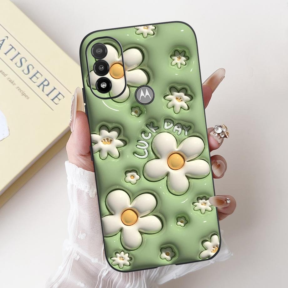 For Motorola Moto E20 E30 E40 E22 E22s E22i Phone Case Back Cover Soft Matte Silicone Slim Fundas Lovely Panda Rabbit Flower