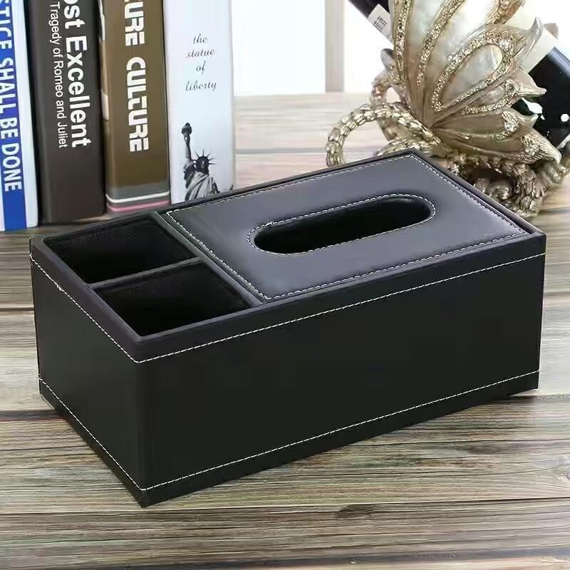Morona Leather Desk Organizer with Tissue Box