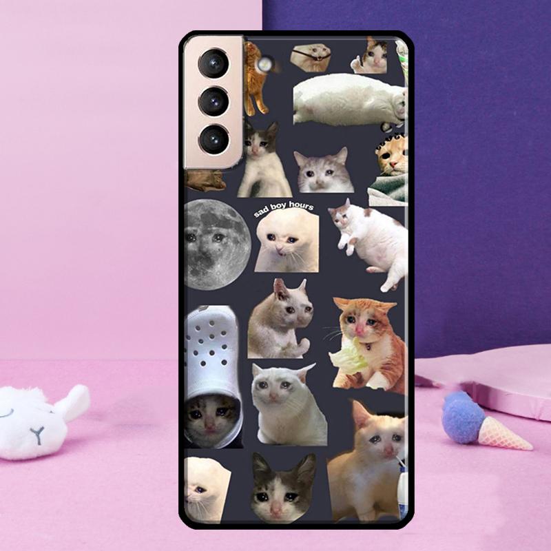 Crying Cat Memes And Dog Phone Case For Samsung Galaxy S25 Ultra S24 Ultra S9 S10 S20 S21 S22 Plus S23 S24 FE Cover