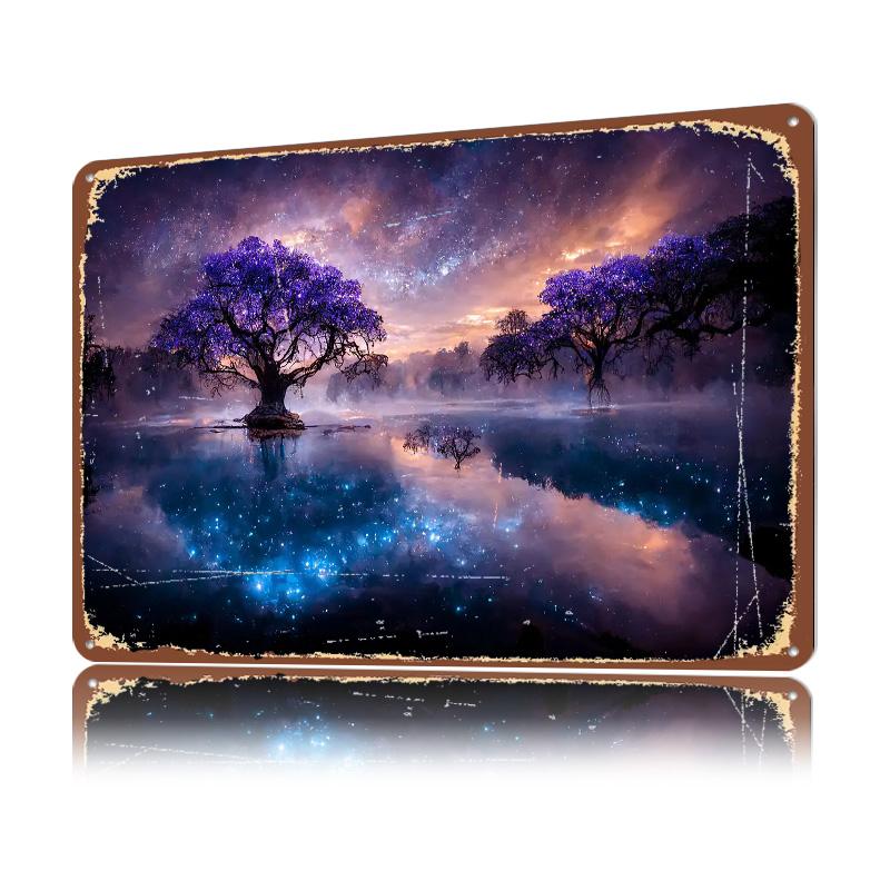 Fantasy Landscape D Texture Printed Poster Custom Vintage Metal Tin Plate Sign for Wall Art Decoration Home Decor Items House