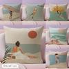 Summer Surfing Ins Art Cushion Cover Natural Linen Organic Fabric Double-Sided Printing Sofa Home Decor Gift Pillow Case