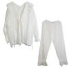 Cotton Princess Lace V-Neck Plus Size Pajama Set with Long Sleeves