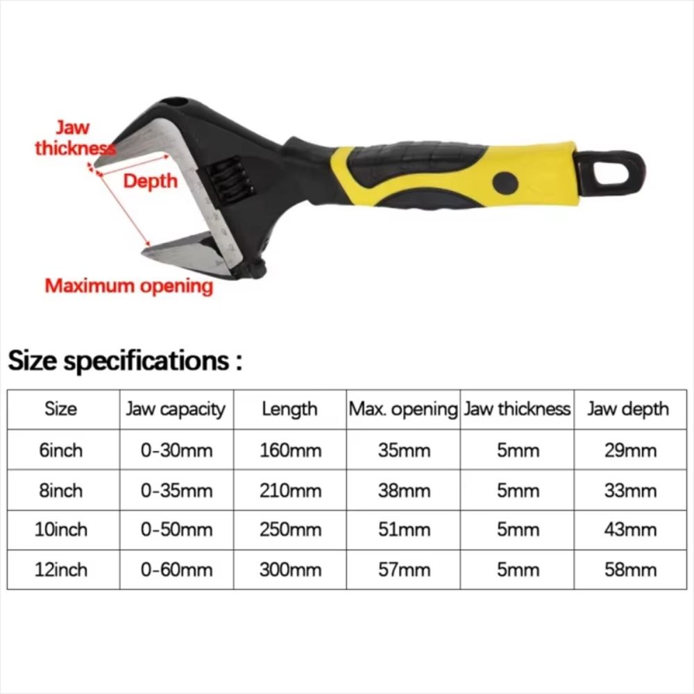 CR-V Universal Spanner Large  Opening Bathroom Wrench Multi Tool Adjustable Wrench  Nut Wrenchhold
