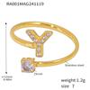 Qiong Yao 26-Letter Zircon Inlaid Jewelry Set: Gold-Plated Titanium Steel Necklace, Bracelet, Ring, and Stud Earrings.
