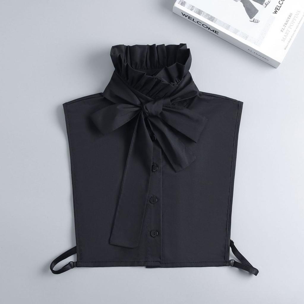 New Ruffle Detachable Collars For Women Tie Vintage White Black Fake Collar Lady Lace False Collar Shirt Lapel Blouse Top Women