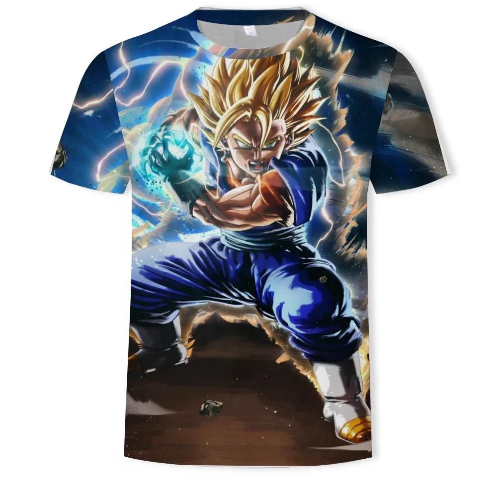 Dragon Ball Series 3D Digital Printed Men's Fashion Trend Round Neck Short Sleeved T-shirt