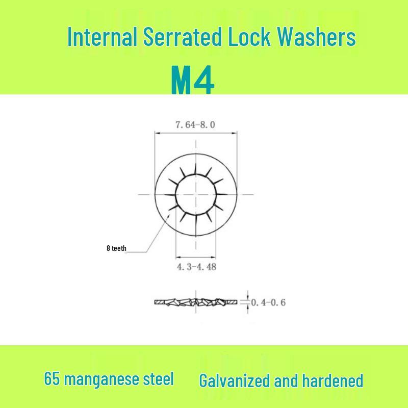 M3-M30 Blackened 65 Manganese Steel Multi-Tooth Inner Lock Washer (GB861.2)