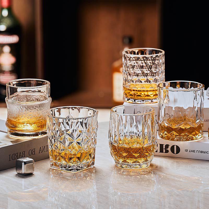 Retro Carved Glass Tumbler Set of 2