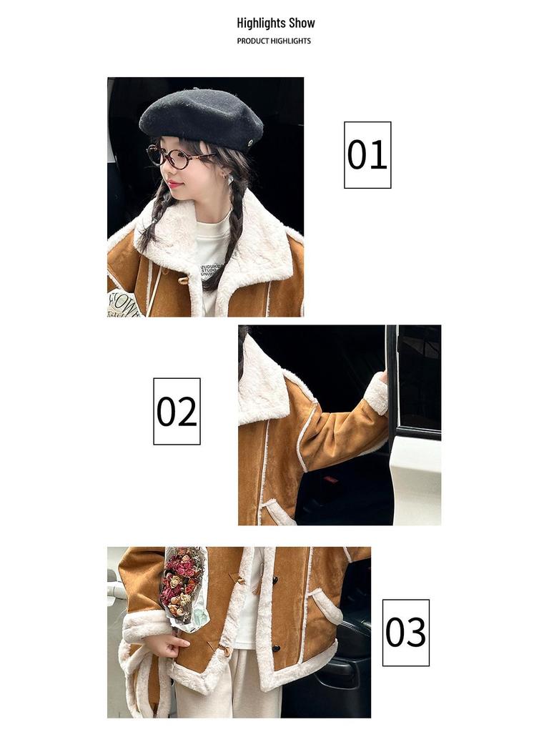Big Girls' Stylish Thickened Shearling Coat - 2025 Autumn/Winter Fashion