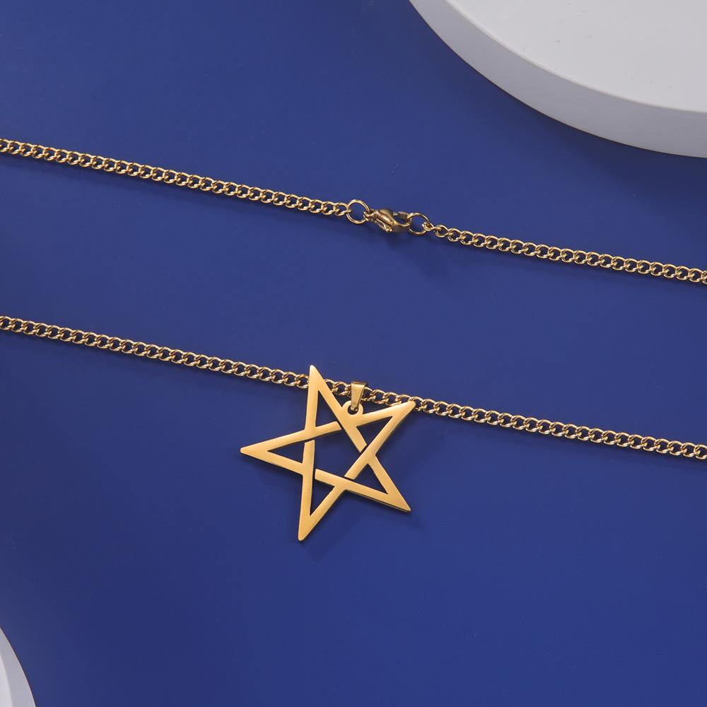 Dawapara Inverted Pentacle Necklace Gothic Pentagram Pendant Occult Amulet Witchcraft Stainless Steel Jewelry