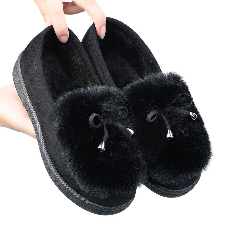 New Autumn and Winter Fluffy Shoes Women's Velvet Warm Women's Cotton Shoes Flat-soled Doudou Shoes Old North Cloth Shoes Versatile Casual