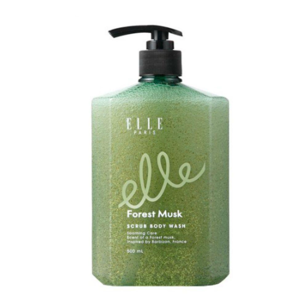 ELLE PARIS Scrub Body Wash 500ml (Flower Bouquet / Forest Musk) - 2-in-1 Exfoliation