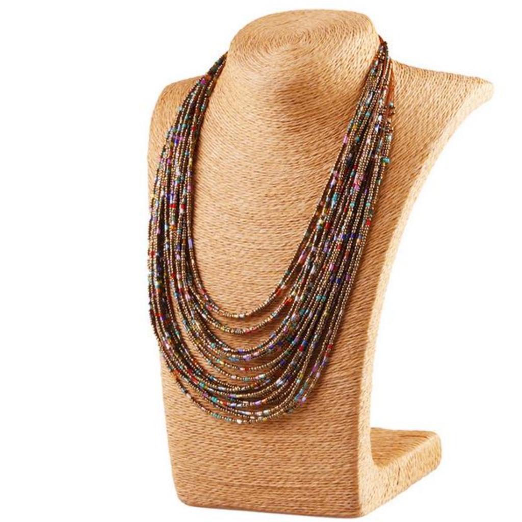 African Acrylic Beads Jewelry  Bohemia Necklaces Women Fashion Statement Multilayer Necklace