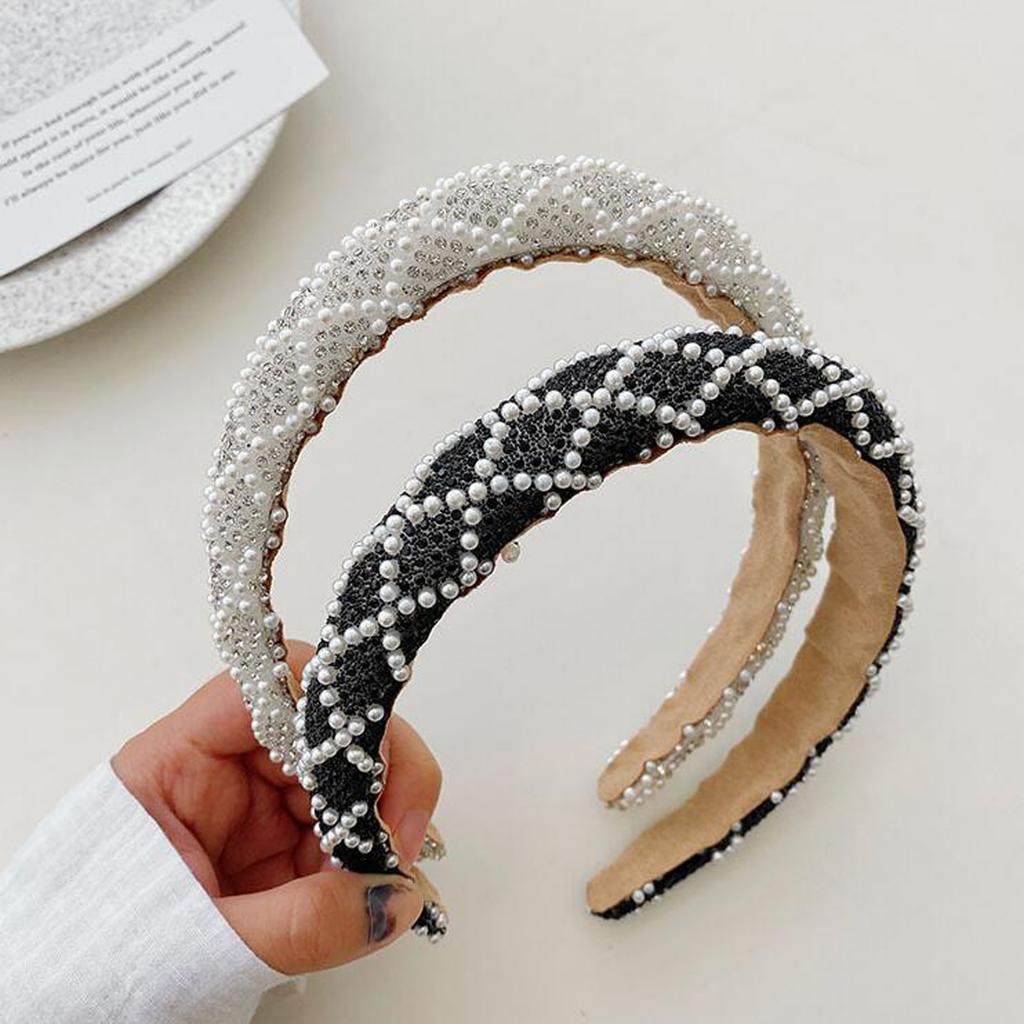 PROLY New Fashion Women's Hairband Shining Rhinestone Pearls Tangled Headband Luxurious Elegant Turban Hair Accessories