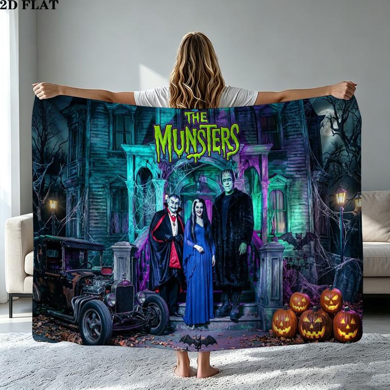 The Munsters Print Flannel Blanket High Quality Warm Comfortable Cover for All Seasons Perfect for Gifts Home Decor