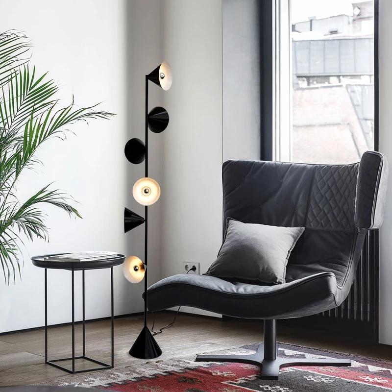 Nordic Floor Lamp Creative 6 Lights Iron Black Floor Lamps For Living Room Bedroom Home Decor Black Standing Lamp